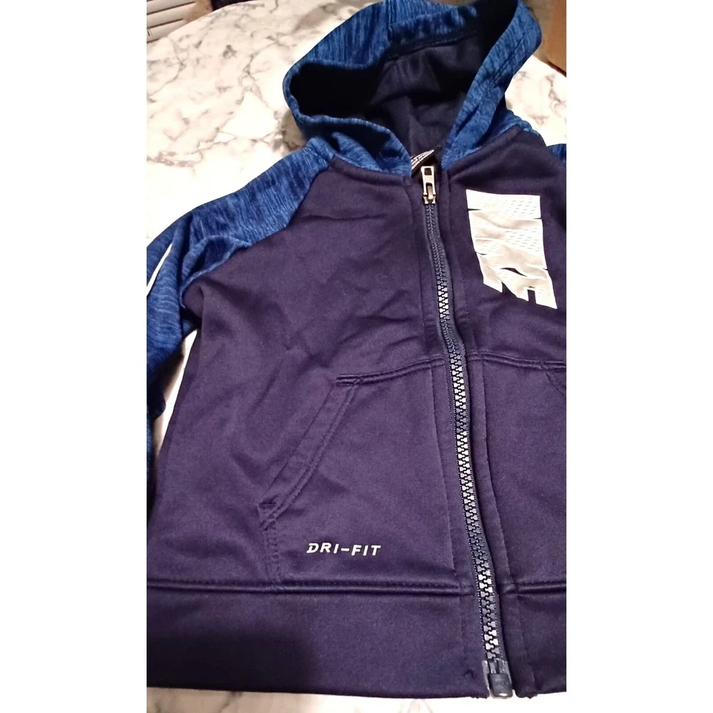 NWT Nike Boy Blue Dri-FIT Full‎ Zip Hooded Jacket 2T Toddler Activewear Preppy